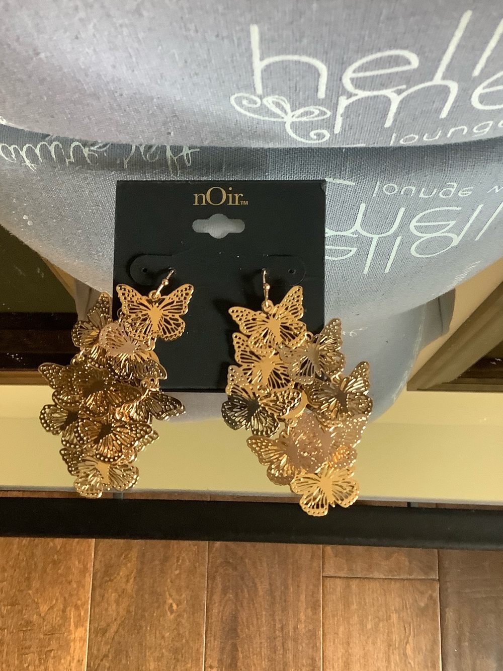 nOir Jewelry Gold Layered Butterfly Chandelier Earrings
